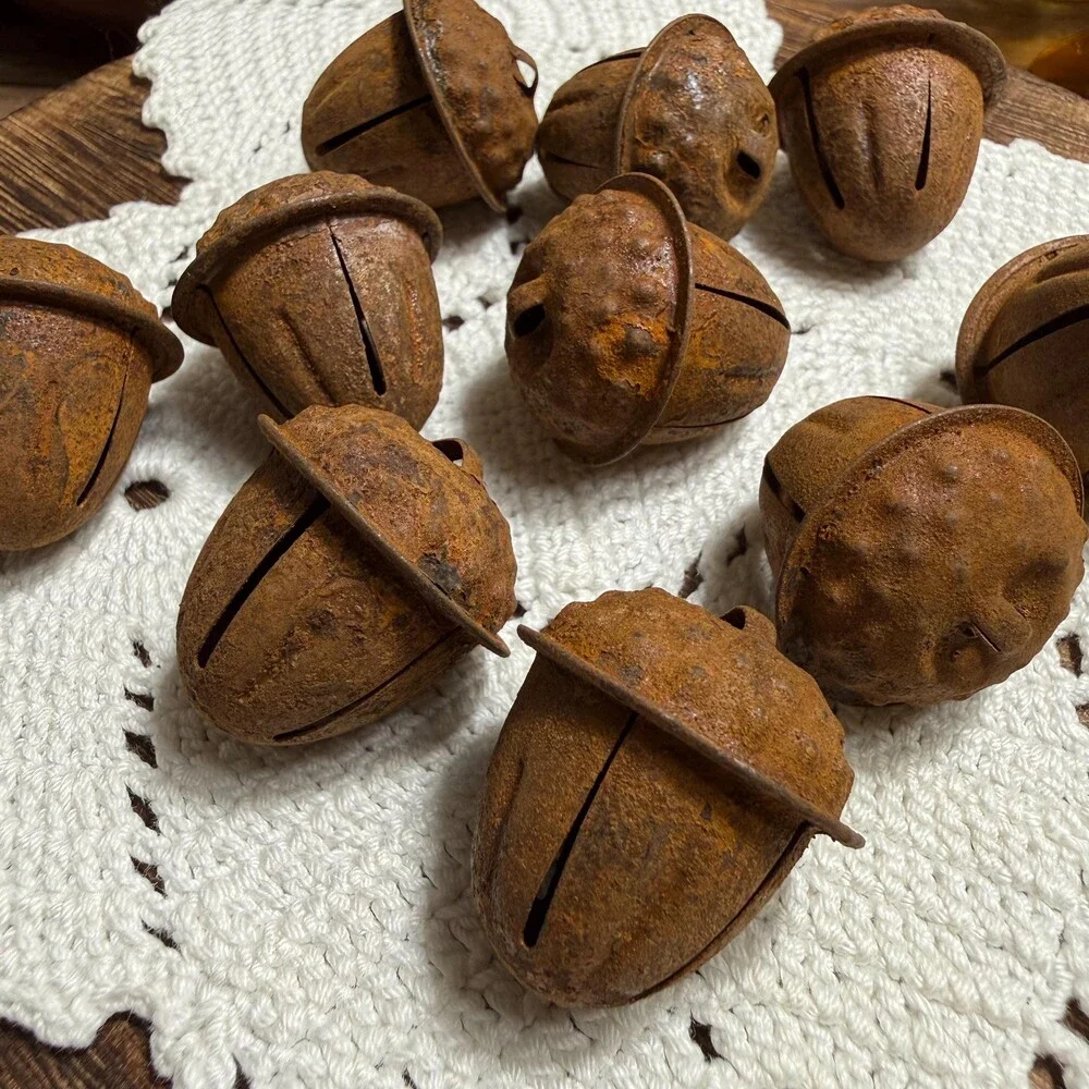 Rustic Fall Acorn Jingle Bells 10pc
